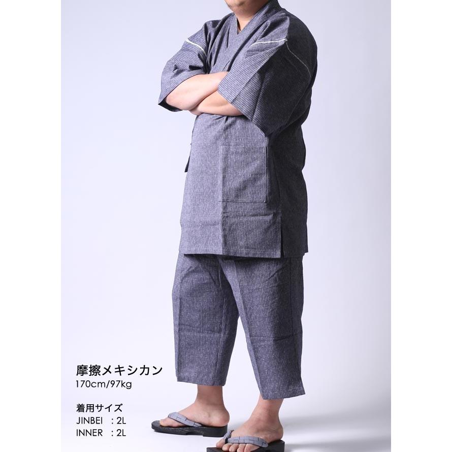 大きいサイズ 男性用甚平 メンズ 7分丈 和装 部屋着 久留米 しじら織り 2L LL 3L 父の日 敬老の日 上下セット 日本製 紺 灰 夏 |  | 06