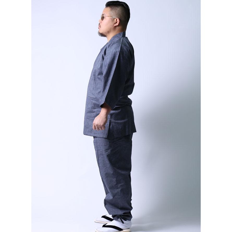 大きいサイズ 男性用作務衣 メンズ  和装 久留米 上下セット 3L 4L 部屋着 作業着 ルームウェア 紺 灰 春 夏 秋 冬 |  | 14