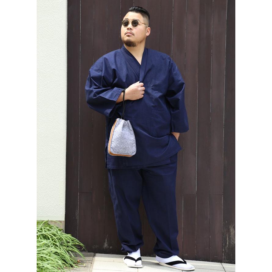 大きいサイズ 男性用作務衣 メンズ  和装 久留米 上下セット 3L 4L 部屋着 作業着 ルームウェア 紺 灰 春 夏 秋 冬 |  | 16