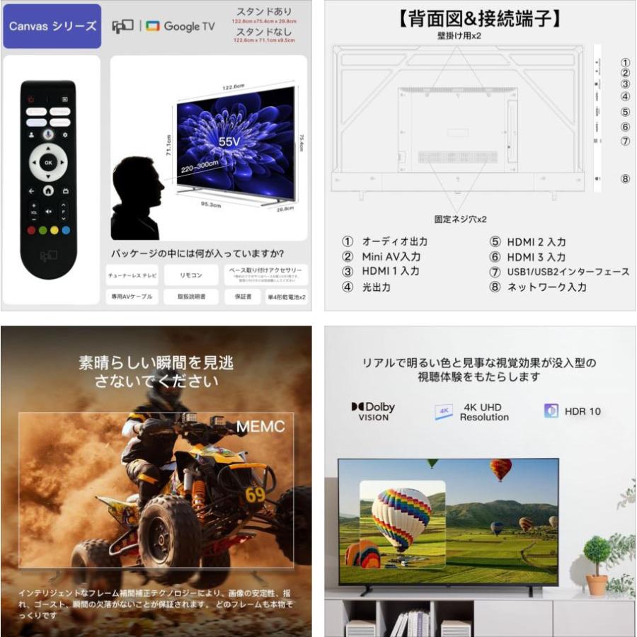 E2222YO □0131【未使用品】チューナーレステレビ 55V型 4K FPD CG55