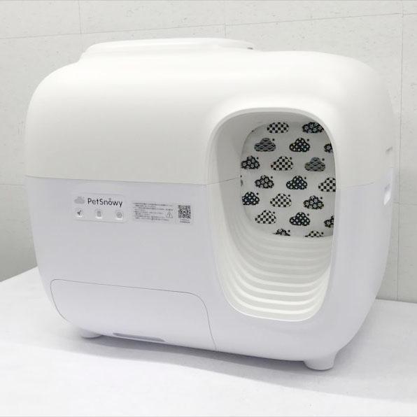 E3694YO ◇0407【美品】猫 トイレ 自動 PetSnowy ホワイトPREMIUM消臭 