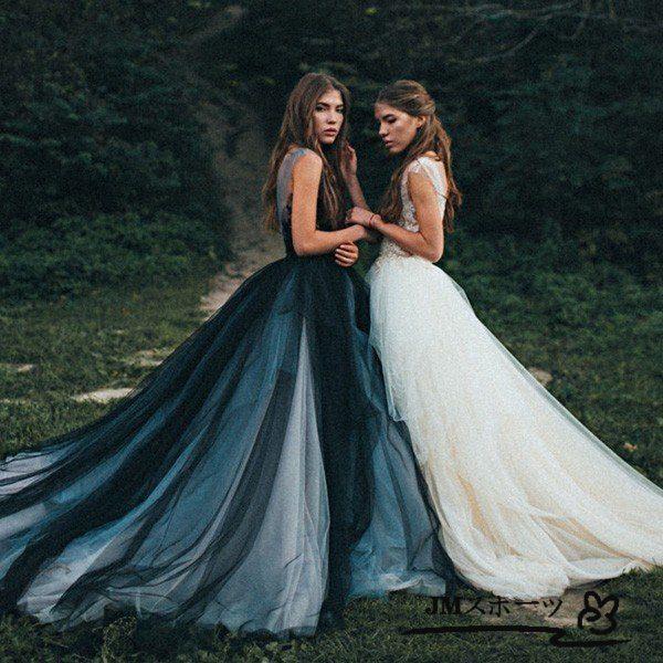 ウェディングドレス二次会ウエディングドレスカラードレスロング二次会  