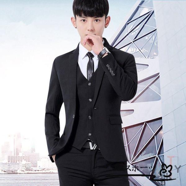 結婚式スーツ メンズ スーツセット 3点セット ミドル丈 上下セット  