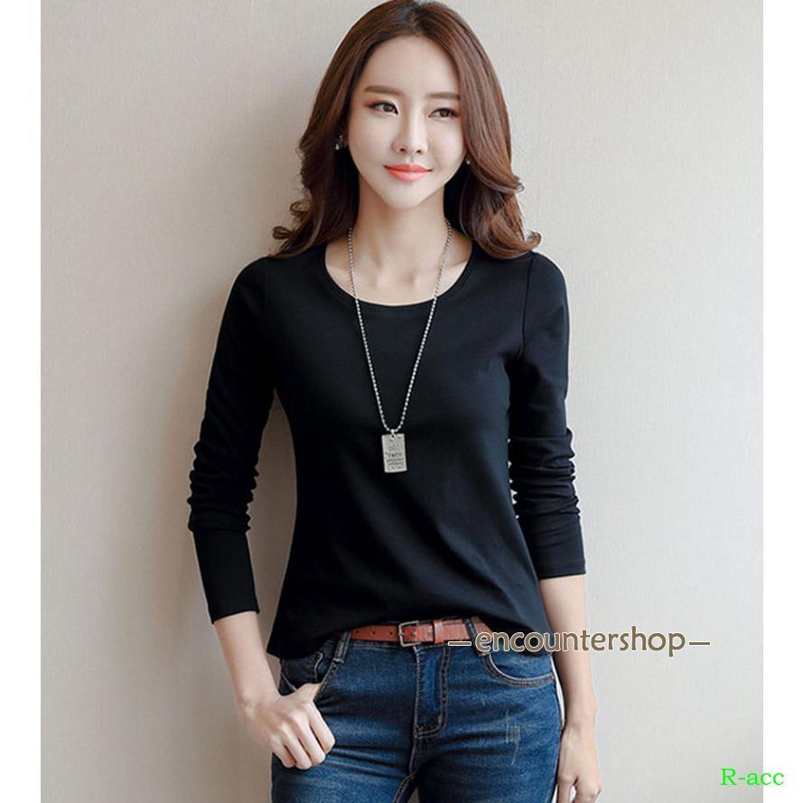 長袖Tシャツ レディース クルーネック tシャツ インナー ロング