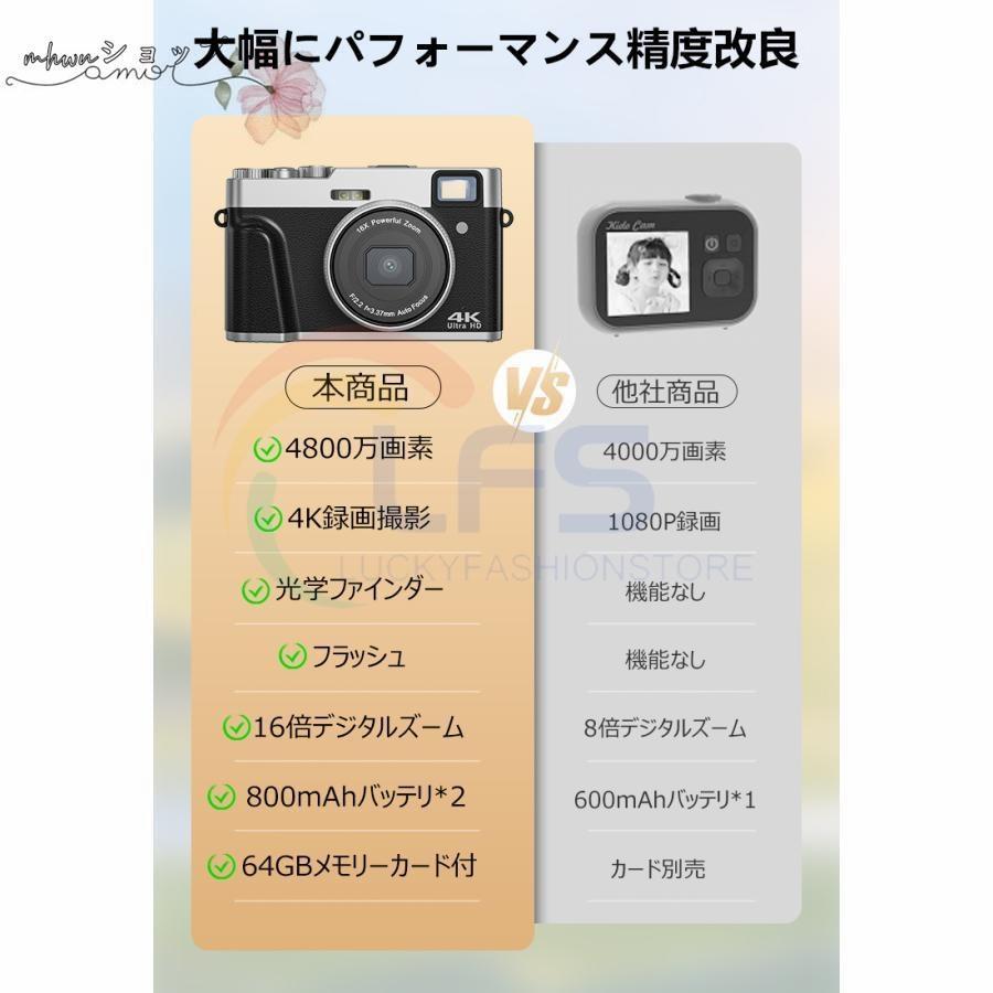 【最終値下げ】デジタルカメラ 2.8インチ 大画面 ジタルカメラ 4K 4800万画素 16倍Xズーム オートフォーカス 光学