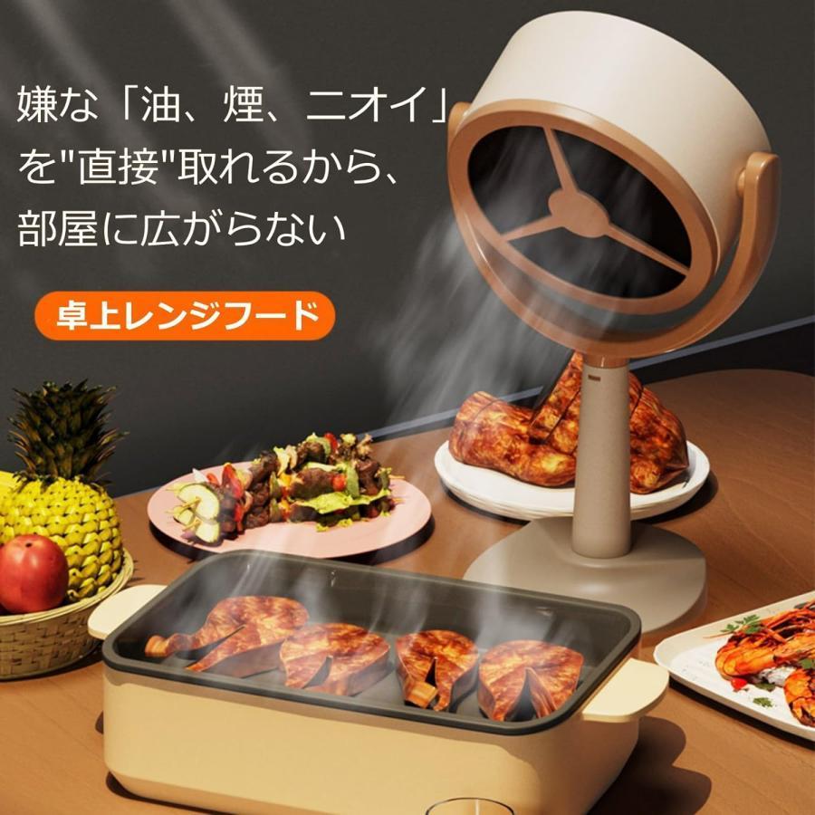 レンジフード 卓上吸煙機 ミニポータブル換気扇 カーボン 水洗い