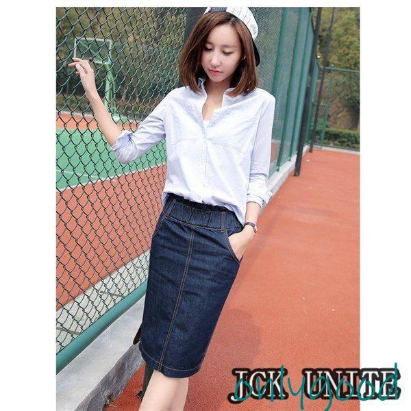 スカート レディース デニムスカート 膝丈 タイトスカート スリット