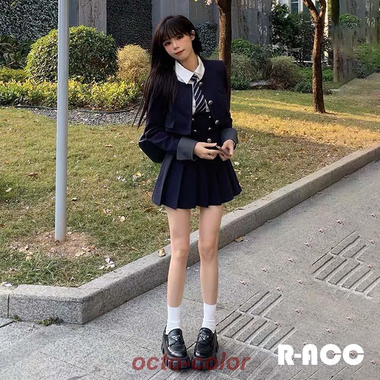 韓国 制服 ブレザー なんちゃって制服 セット ジャケット 白