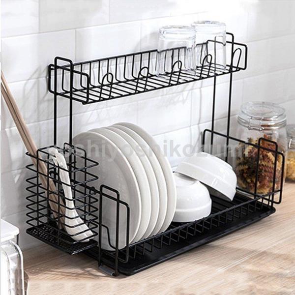 水切りラック 水切りかご 2段 トレー シンク上 キッチン 台所 シンク 収納 スリム 省スペース 北欧 おしゃれ バスケット シンプル @87355 | ブランド登録なし | 17