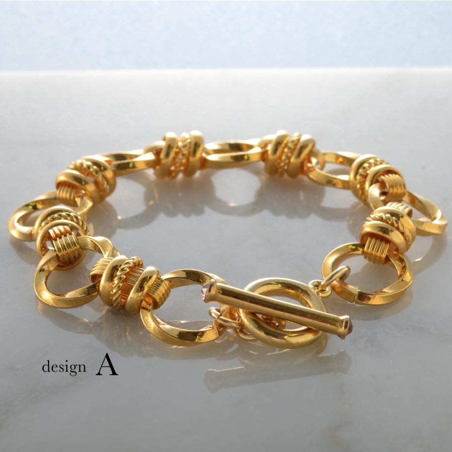 ゴールド チェーンブレスレット シルバー925 ツイストチェーン ブレスレット レディース