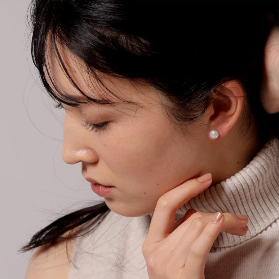 淡水パール ノンホールピアス R-days フラットパール 6mm 8mm