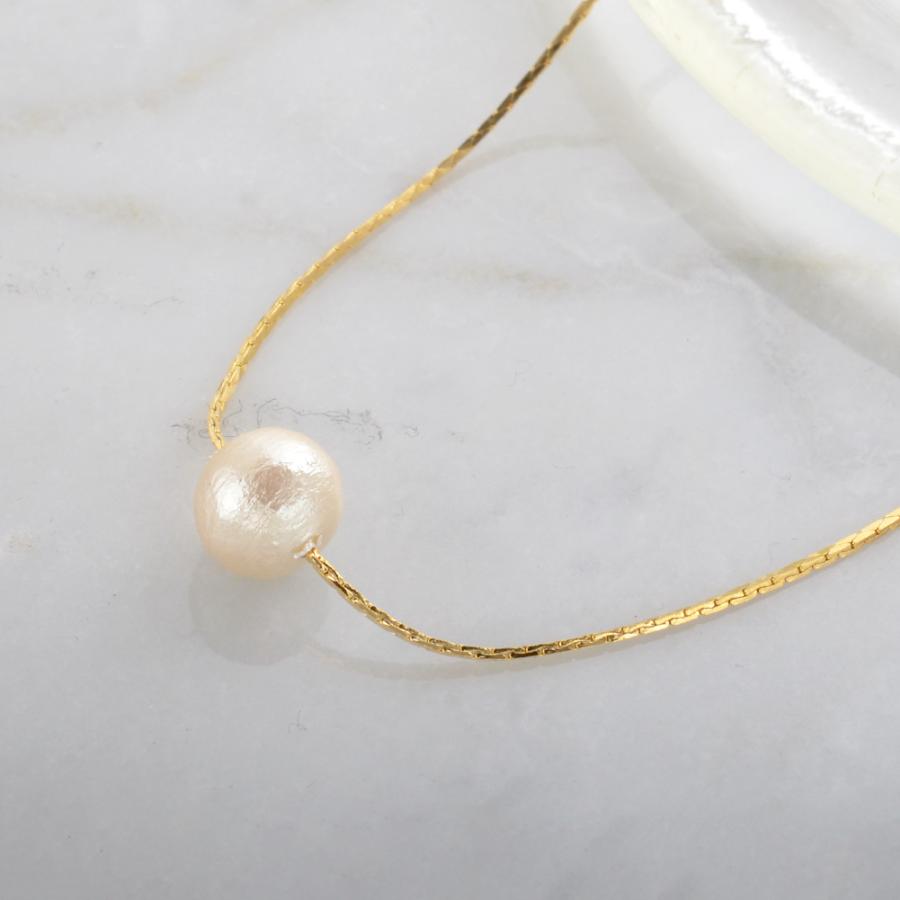 ネックレス レディース パール コットンパール シンプル ゴールド 上品