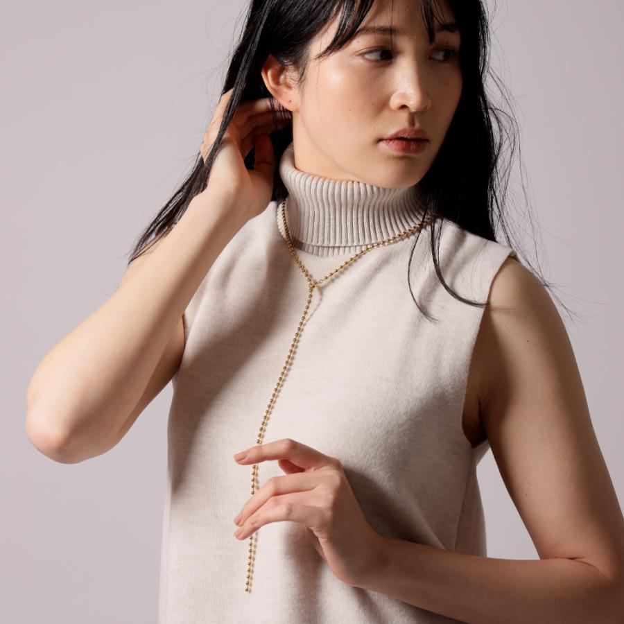 ボールチェーン Y字 ネックレス 縦長 細見え すっきり トレンド
