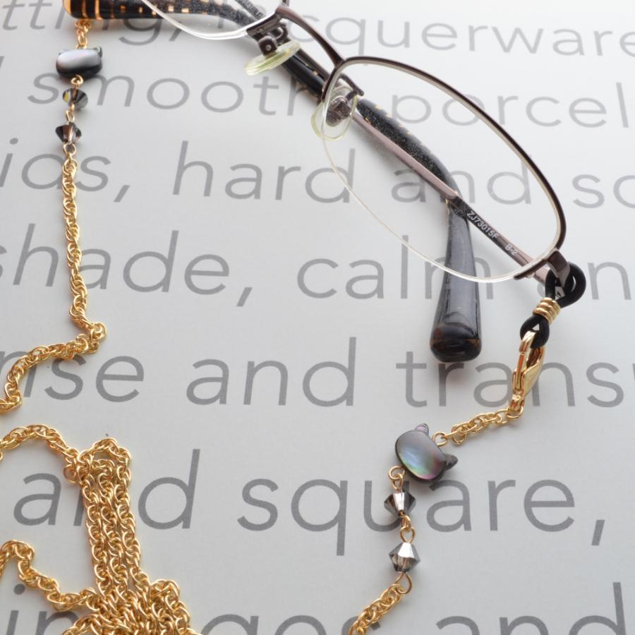 ♪597❤️ ネコ　猫　レオパード　パール　マスクチェーン　メガネチェーン 猫好き メガネチェーン マスクチェーン マザーオブパール パール