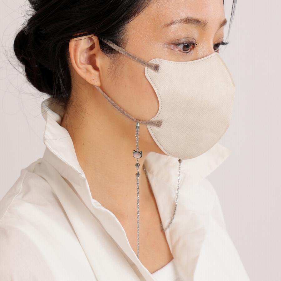 ♪❤️ 猫　ねこ　ハート　パール　ロンデル　マスクチェーン　メガネチェーン ♪❤️ 猫ねこハートパールロンデルマスクチェーンメガネチェーン