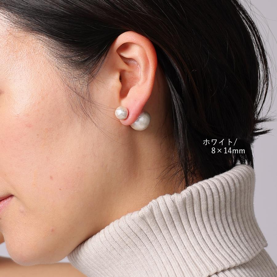 ダブル コットンパール ピアス 樹脂ポスト アレルギー対応 樹脂 