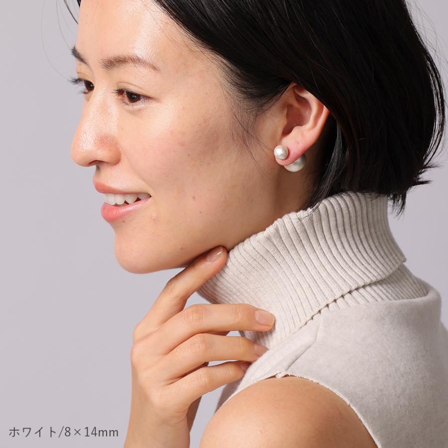 ダブル コットンパール ピアス 樹脂ポスト アレルギー対応 樹脂 