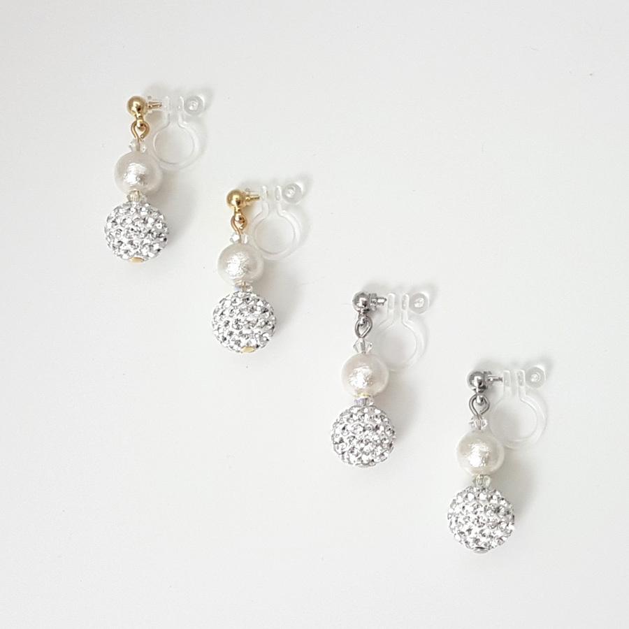 ピアス イヤリング ノンホールピアス レディース 樹脂 パヴェ