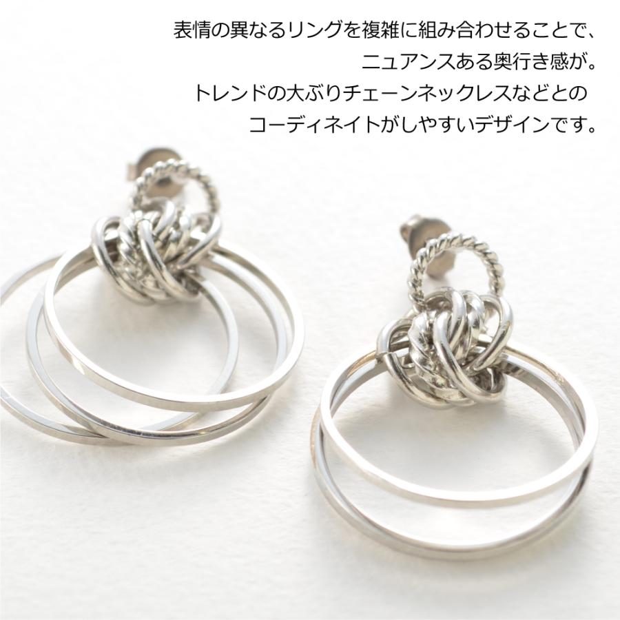 トリプルツイストリングピアス イヤリング シルバー ゴールド
