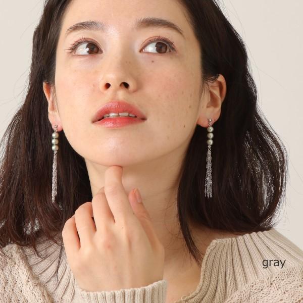 ☆ コットンパール チェーンフリンジ ピアス/ノンホールピアス 軽い  