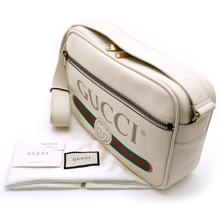 GUCCI グッチ メッセンジャーバッグ グッチプリント レザー