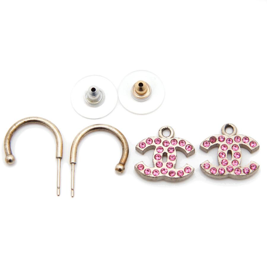 CHANEL シャネル ピアス ココマーク ピンク ラインストーン CHANEL シャネル ピアス ココマーク ピンク ラインストーン