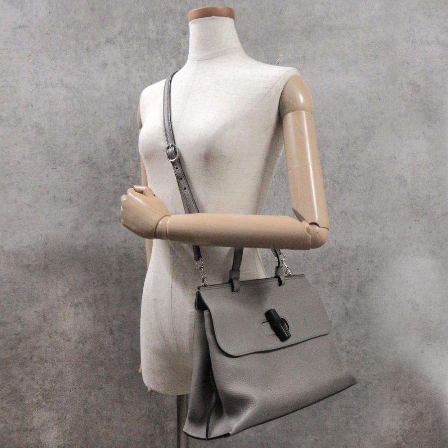 【美品】GUCCI グッチ バンブーデイリー 2WAY グレージュ レザー バンブー グッチ ハンドバッグ デイリー レザー 2way 370831