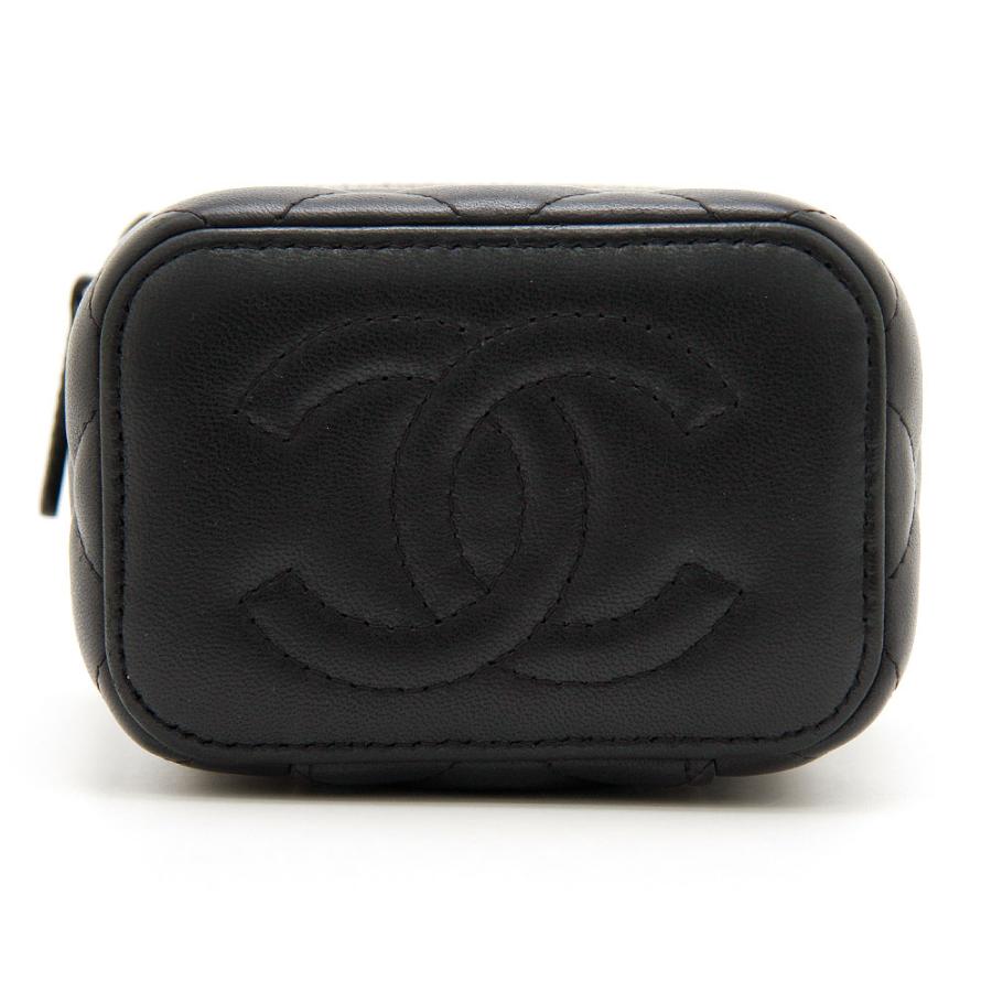 CHANEL バニティ バッグ マトラッセ ココマーク ブラック ラムスキン シャネル チェーンショルダーバッグ マトラッセ ココマーク