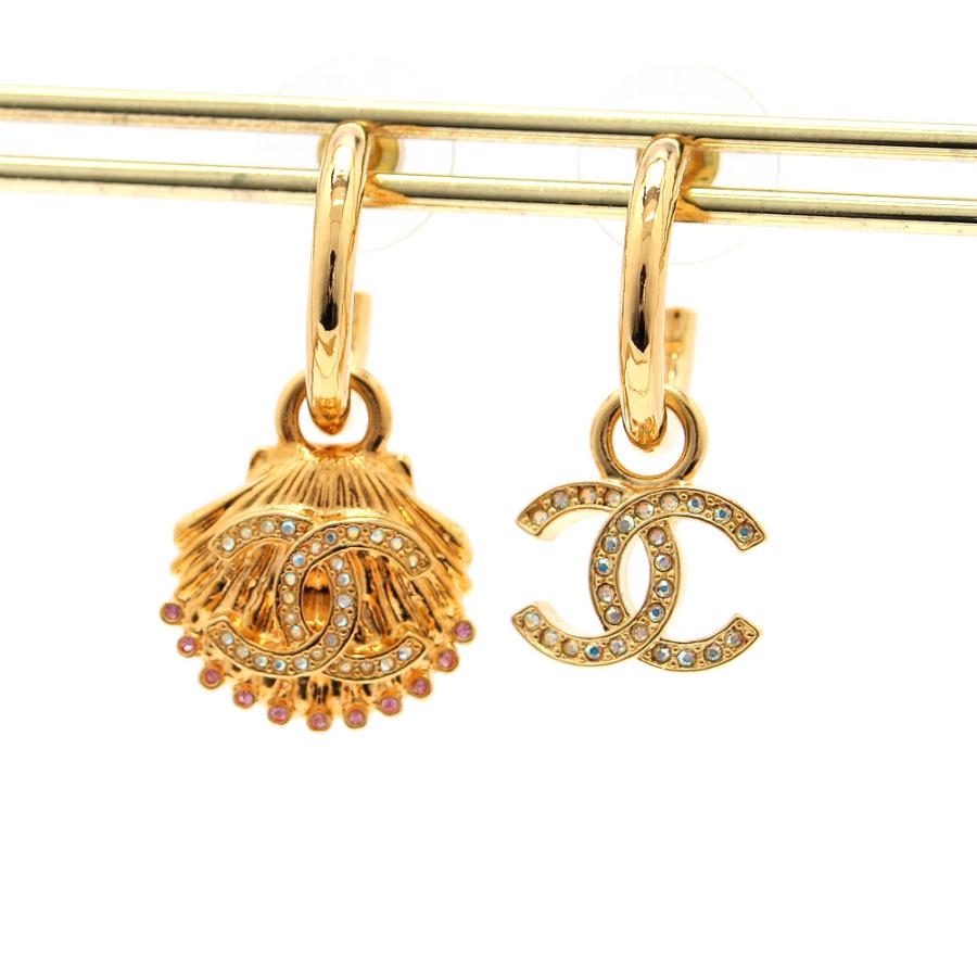 CHANEL シャネル ピアス ココマーク シェルモチーフ フープ風