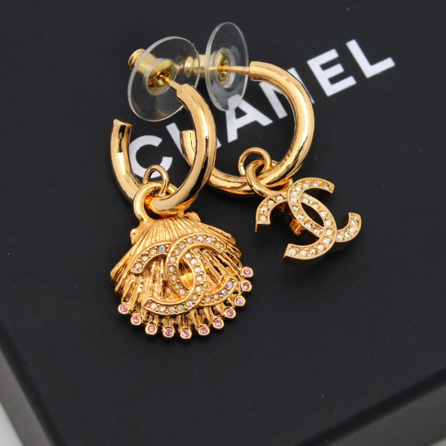 CHANEL シャネル ピアス ココマーク シェルモチーフ フープ風