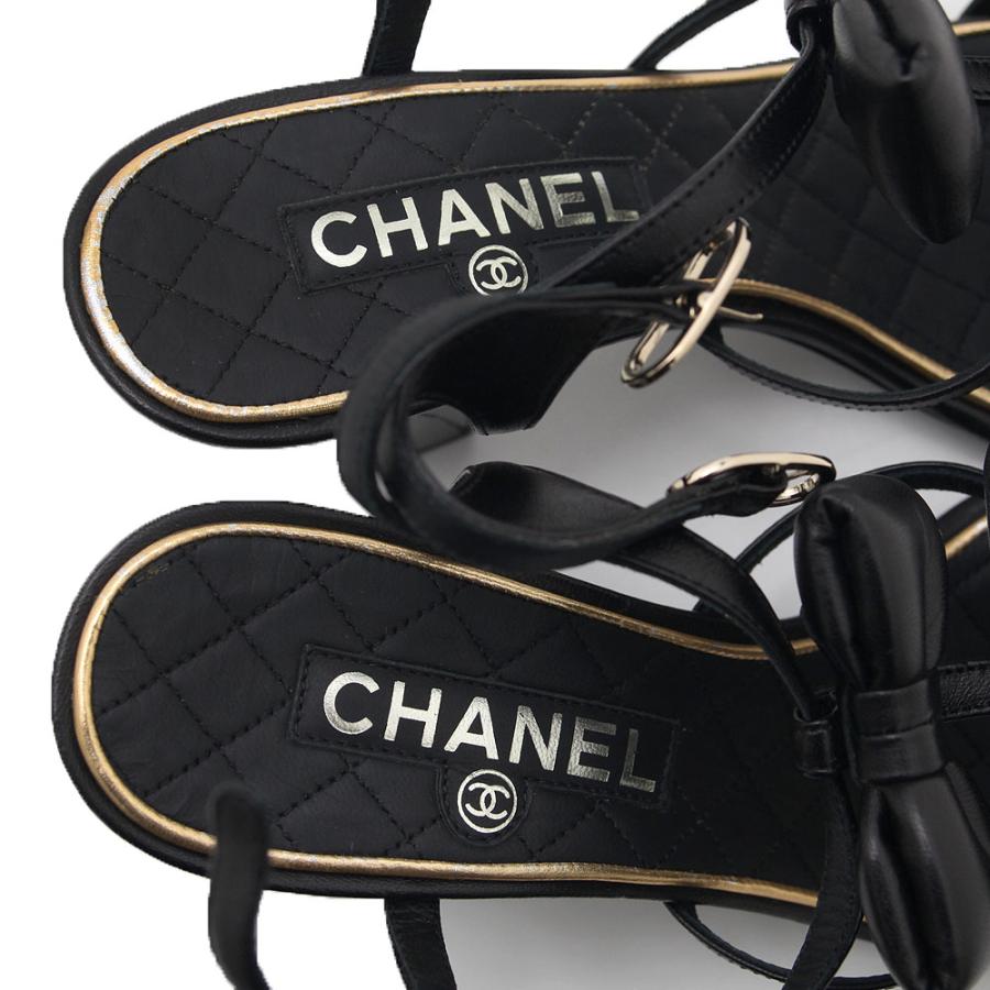 シャネル CHANEL リボン サンダル ミュール 黒 パテント スウェード CHANEL 【美品】シャネル サンダル ミュール ココマーク