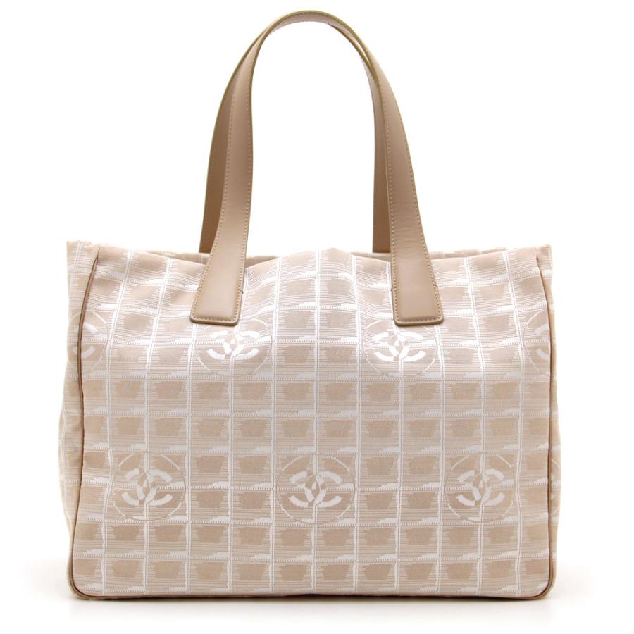 シャネルCHANEL ニュートラベルライントートバッグベージュキャンバス