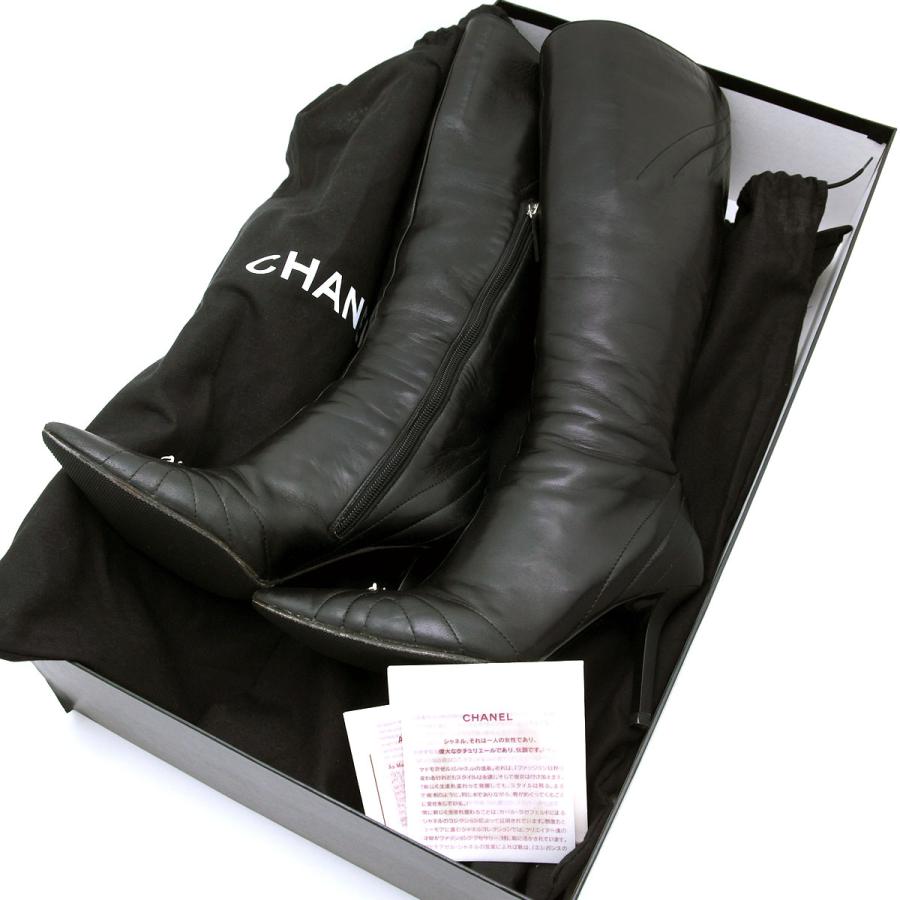 CHANEL シャネル ブーツ ポインテッドトゥ サイドジップ ロング