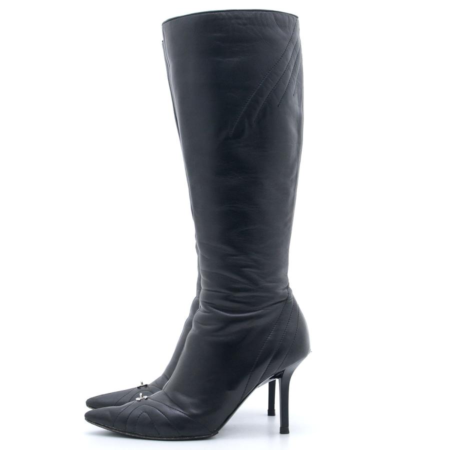 CHANEL シャネル ブーツ ポインテッドトゥ サイドジップ ロング