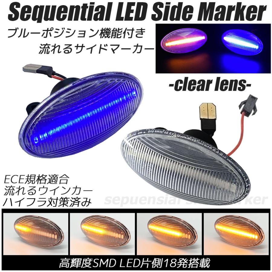VALENTI バレンティ LEDウィンカー クリアレンズ ブルーマーカー スズキ（SUZUKI） LED シーケンシャル サイドマーカー クリアレンズ