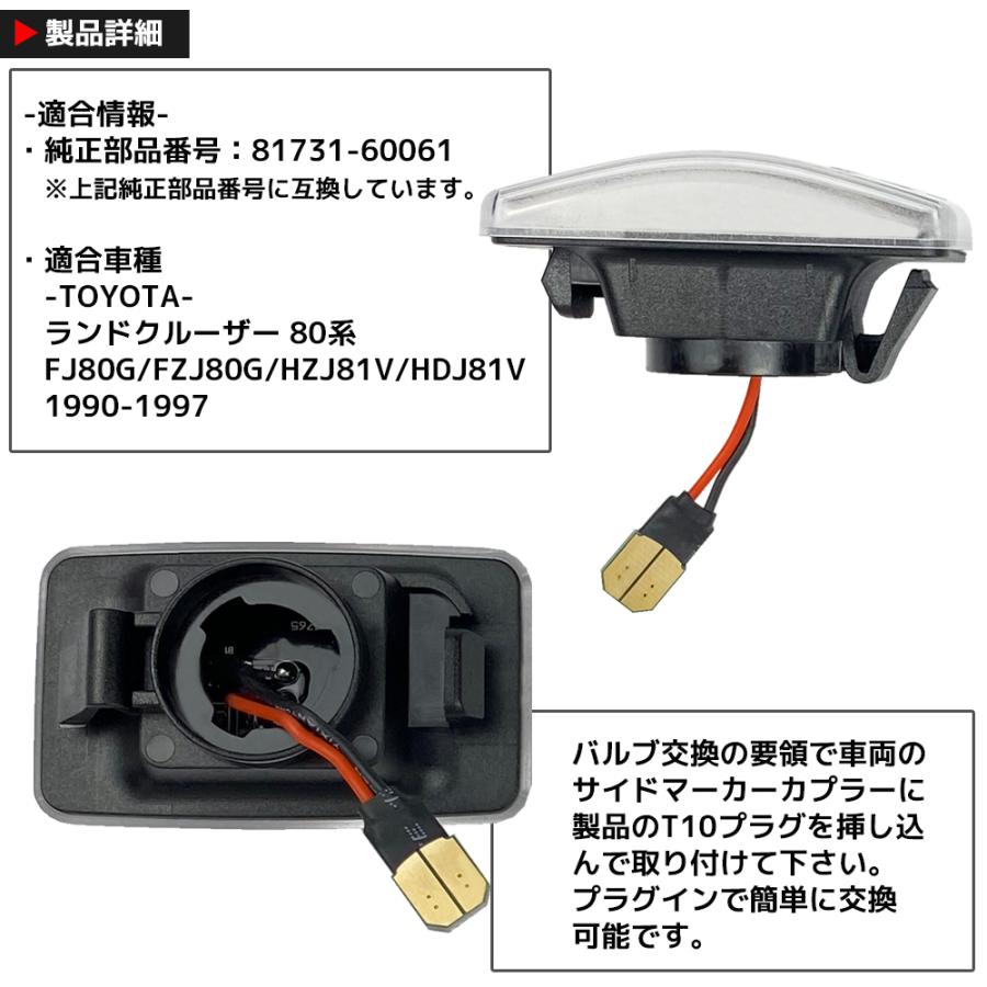 ランドクルーザー 80系 LED サイドマーカー クリアレンズ ハイフラ防止 TOYOTA カスタム パーツ ライト ウィンカー｜r-field｜04