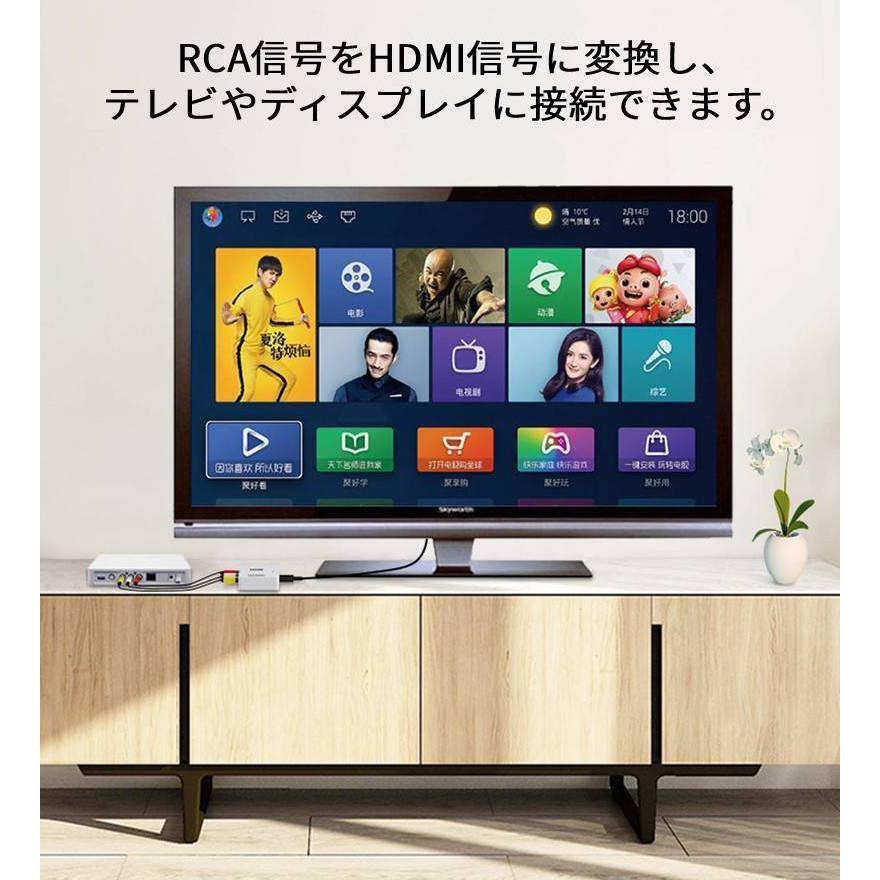 RCA→HDMI変換器+HDMI0.5m AVコンバーター 3色ケーブル ゲーム ビデオデッキ cvt-RCA-HD+hd0.5 黒｜r-honpo｜02