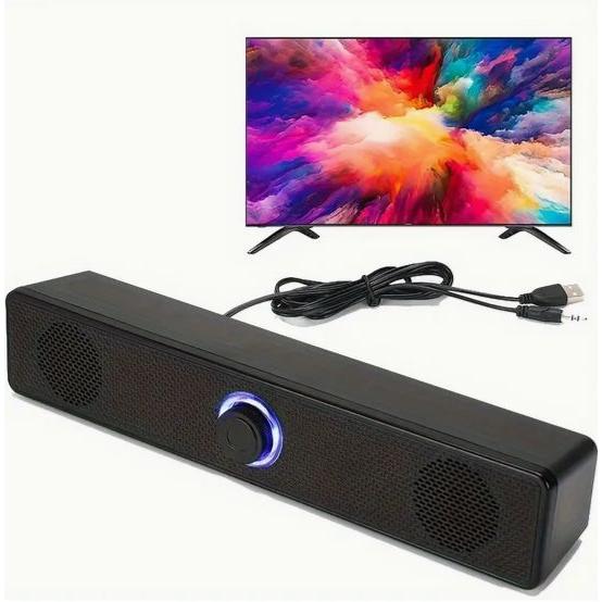 有線スピーカー USB給電サウンドバー テレビ/PCラップトップゲーム用