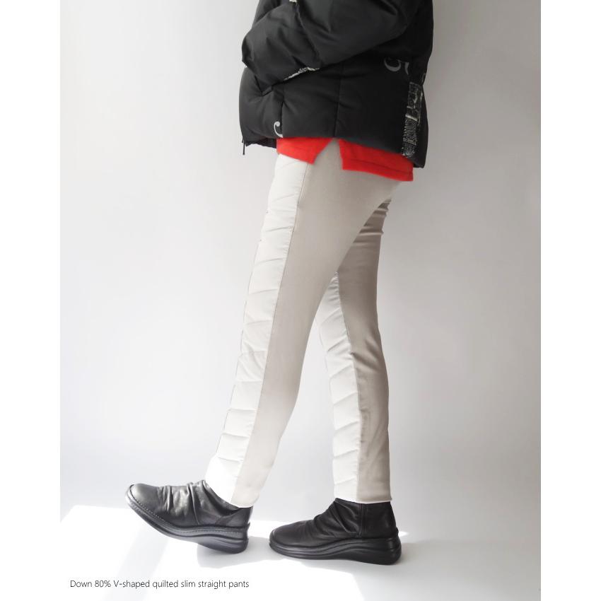 ホワイト キルティング ダウン80% パンツ レディース ダウンパンツ 裏