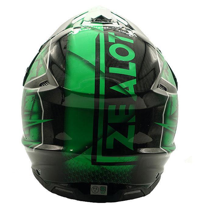 オフロードヘルメット ZEALOT MadJumper2 マッドジャンパー2  CARBON HYBRID STD GRAPHIC GREEN 軽量 MJC0015｜r-o-k-u｜03