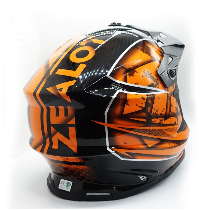 ZEALOT MadJumper2 マッドジャンパー2 CARBON HYBRID STD GRAPHIC ORANGE オフロードヘルメット 軽量 MJC0017｜r-o-k-u｜05