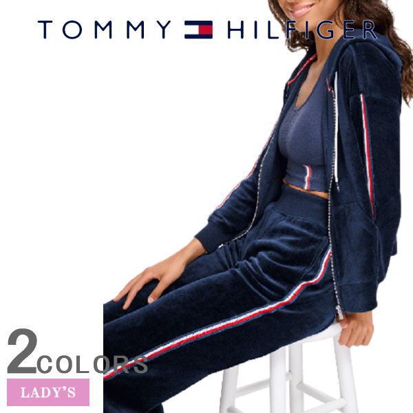 レディース セットアップ 上下セット TOMMY HILFIGER トミーヒルフィガー ベロア ジャケット ストレートパンツ 美脚 美尻 大きいサイズ TP35129J-TP3P6268 | TOMMY HILFIGER