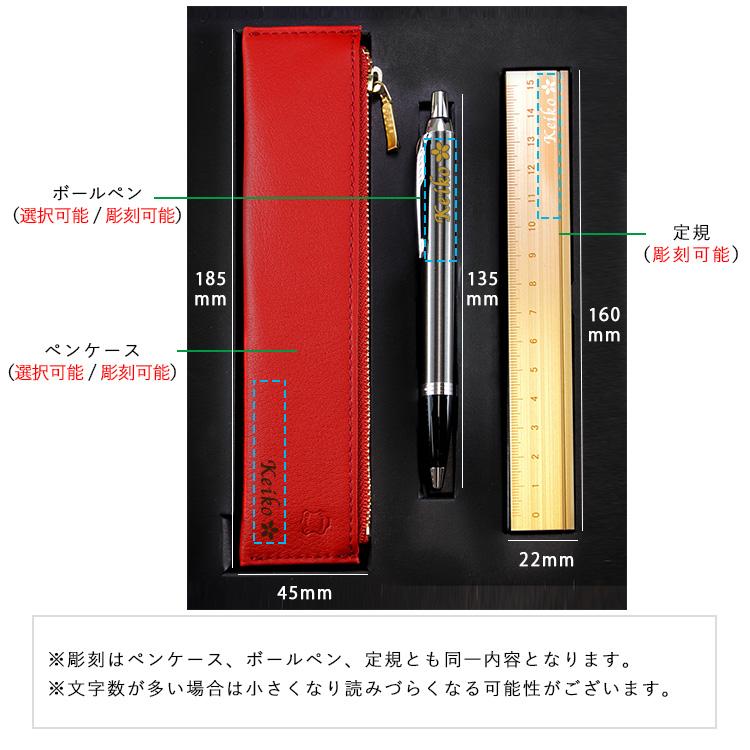 ボールペン 名入れ ペンケース ギフト 専用箱付き PARKER 本革 定規