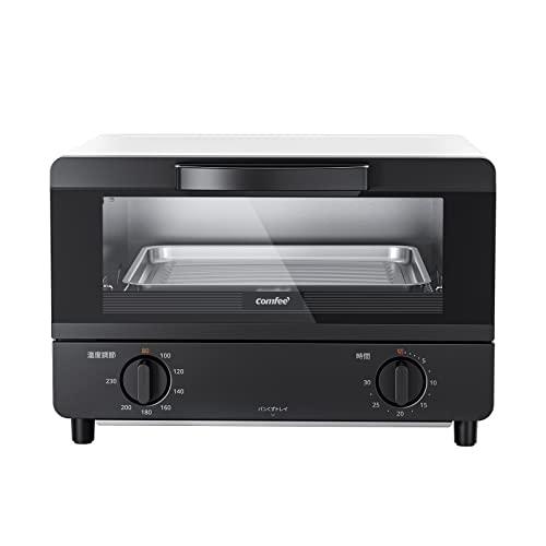 COMFEE’ オーブントースター 4枚焼き 14L大容量 80℃〜230℃無段階温度調節 30分タイマー付き 最大1300W出力 焼き網＆受け