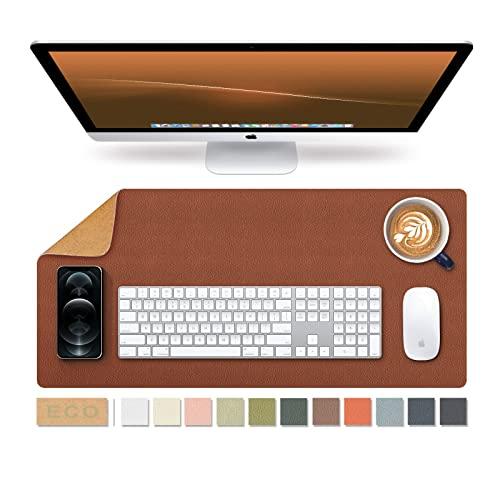 大型ナチュラルコルク＆レザーデスクパッド、エコデスクマット、両面デスクプロテクター、防水キーボードパッド、オフィス/ホーム/ゲーム/装飾用