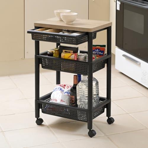 山善(YAMAZEN) ワゴン キャスター付き 引き出し付き サイドワゴン 3段