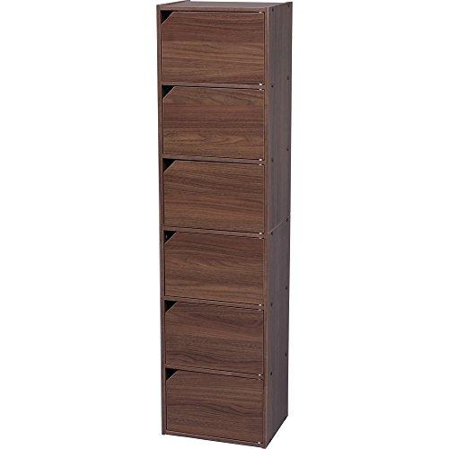 アイリスオーヤマ カラーボックス 収納ボックス 本棚 6段 扉付き 幅36.6×奥行29×高さ144.6cm ウォールナットブラウン モジュール | 