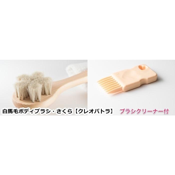 白馬毛のボディブラシ「さくら」ロング＆洗顔ブラシセット (アート