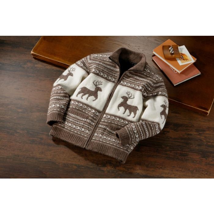 アルパカ混 ジップアップ カーディガン (アルパカ 55% ペルー産