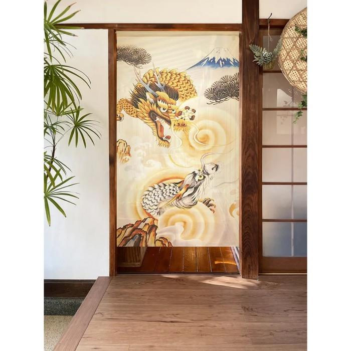 開運 龍のれん (龍と富士山) 幅85cm× 丈150cm 縁起物 風水 